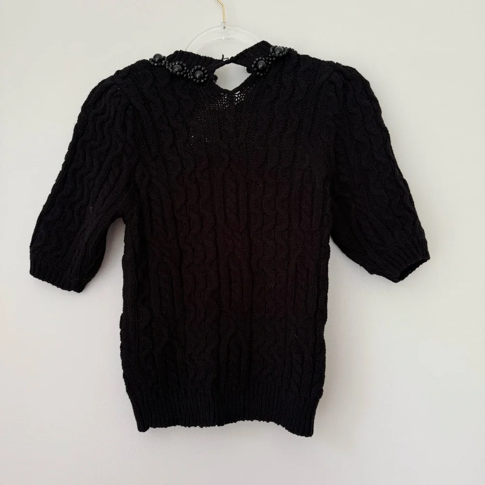 ZARA BEADED CABLE KNIT SWEATER Sz S NWT - Picture 10 of 11